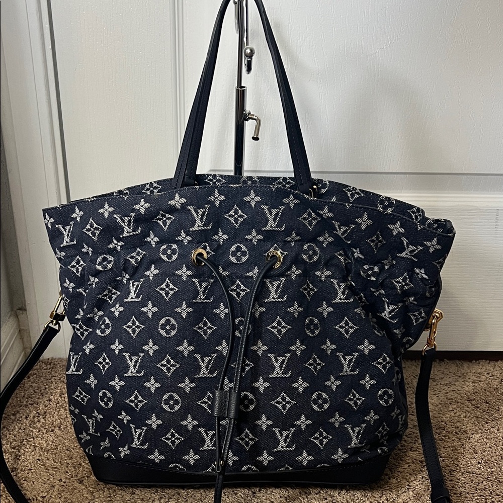 3483 Louis Vuitton Navy Monogram Jacquard Drawstring Tote